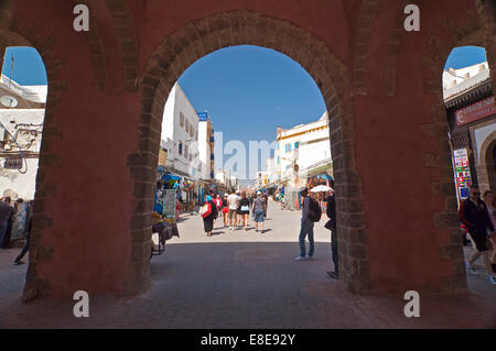 Horizontal streetscene in Essaouira Stock Photo