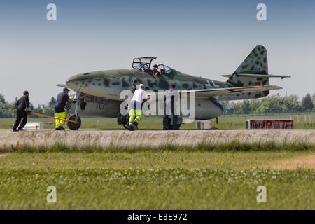 Schoenefeld, Germany, ILA 2014, preparations for an air show of the combat aircraft Me 262 Stock Photo