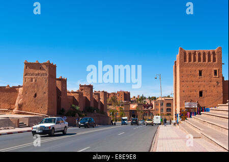 Horizontal cityscape of the Kasbah Taourirt in Ouarzazate. Stock Photo