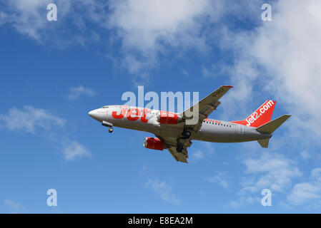 Jet2.com Boeing 737 aircraft on the final approach to Manchester Airport UK Stock Photo