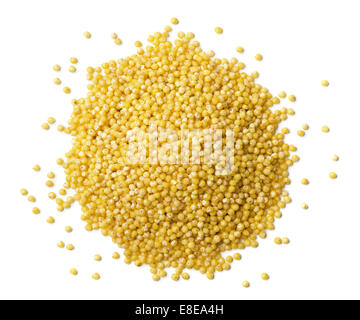 Heap of millet seeds isolated on white Stock Photo