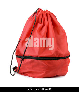 Red drawstring shoe bag isolated on white Stock Photo
