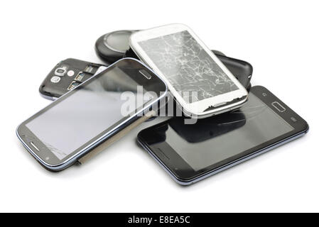 Pile of broken smart phones Stock Photo
