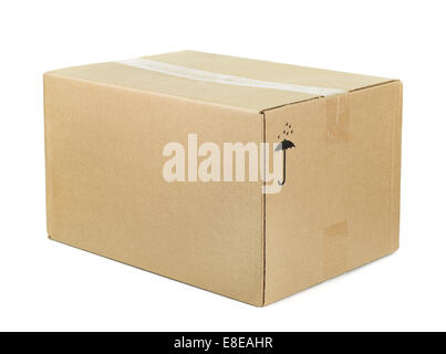Closed cardboard box isolated on white Stock Photo