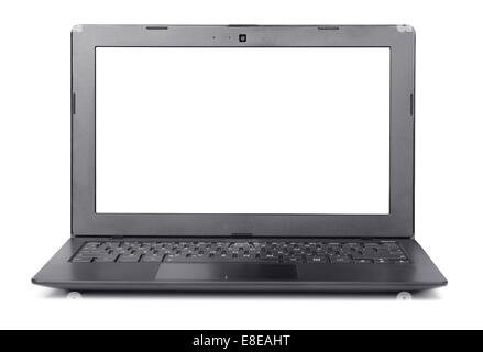 Front view of laptop with blank screen isolated on white Stock Photo