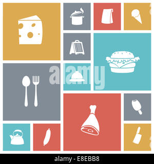 Flat design icons for food. Stock Photo