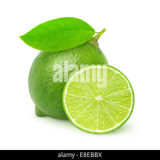 Fresh lime isolated on white Stock Photo