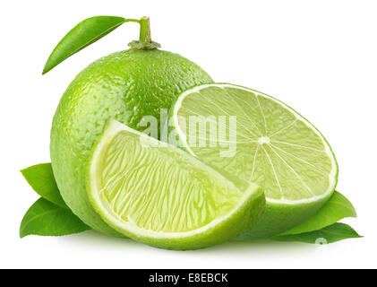 Fresh limes isolated on white Stock Photo