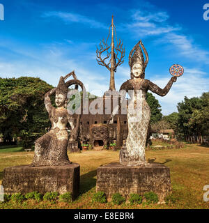 Amazing view of mythology and religious statues at Wat Xieng Khuan Buddha park. Vientiane, Laos Stock Photo