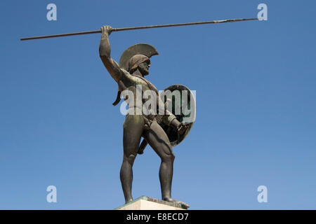 Sculpture dedicated to king Leonidas of the Spartans in Thermopylae, Greece. Stock Photo