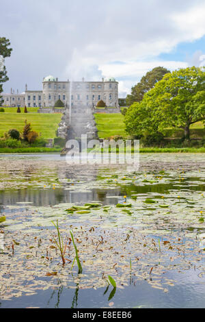 Enniskerry, Ireland - May 11, 2014: Fountain of the Triton Lake in the Italian Garden at Powerscourt State Stock Photo