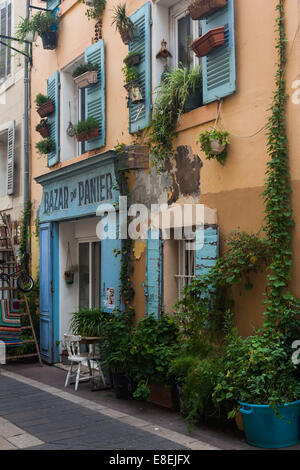 Local business in the narow streets of the Panier district of Marseille, France. Stock Photo