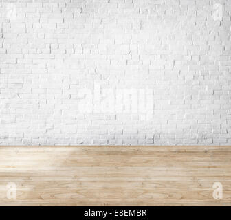 Room Made of Brick Wall and Wooden Floor Stock Photo