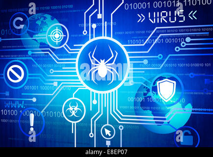 Digitally Generated Image of Online Virus Concept Stock Photo