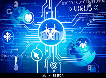 Digitally Generated Image of Online Virus Concept Stock Photo