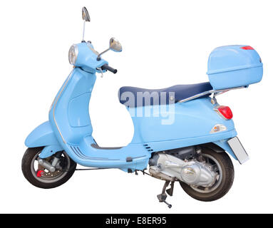 Blue scooter, no logo, isolated on white Stock Photo