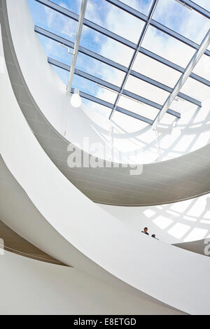 Oasis Academy Hadley, Enfield, United Kingdom. Architect: John McAslan & Partners, 2013. Skylight of central agora with circular Stock Photo