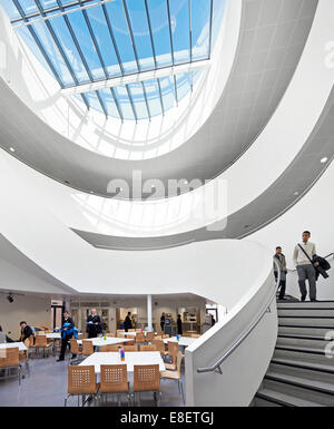 Oasis Academy Hadley, Enfield, United Kingdom. Architect: John McAslan & Partners, 2013. Skylight of central agora with circular Stock Photo