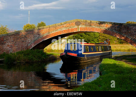 Narrowboat at Great Haywood, the junction of two canals: the Trent and Mersey & the Staffordshire and Worcestershire, UK Stock Photo