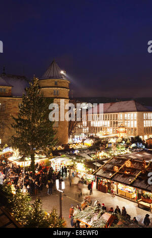 Christmas market on Schillerplatz square in front of the Old Castle, Altes Schloss, Stuttgart, Baden-Württemberg, Germany Stock Photo