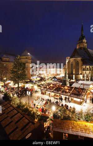 Christmas market in front of the Collegiate Church, Stuttgart, Baden-Württemberg, Germany Stock Photo