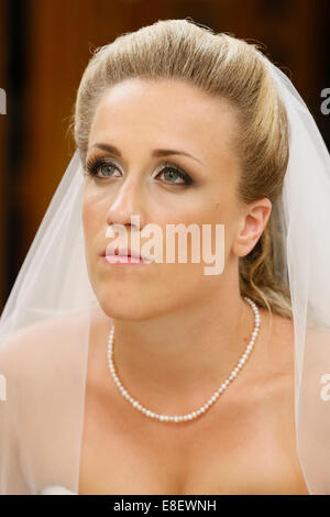 Portrait of the bride at the altar Stock Photo