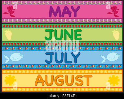 Spring May/june illustration of may, june, july and august Stock Photo - Alamy