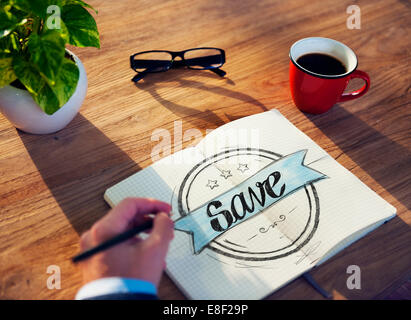 Businessman Brainstorming About Saving Stock Photo