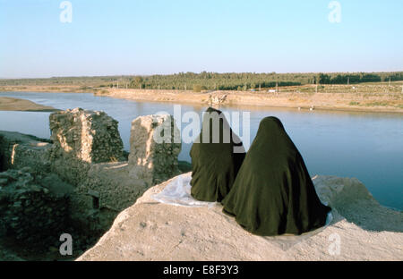 Two Iraqi women at Bash Tapia Castle, Mosul, Iraq, 1977. Stock Photo