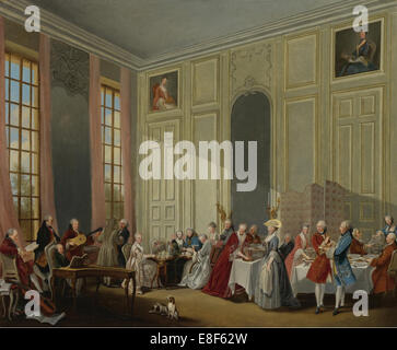 Mozart Giving A Concert In The Salon des Quatre-Glaces at the Palais du Temple In The Court Of The P Artist: Ollivier, Michel Barthélemy (1712-1784) Stock Photo