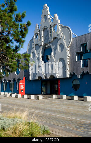 BBC Roath Lock studios besides Roath Basin Cardiff Bay Cardiff, Wales. Stock Photo