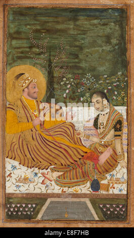 Ali Adil Shah II of Bijapur with a Woman. Artist: Indian Art Stock Photo