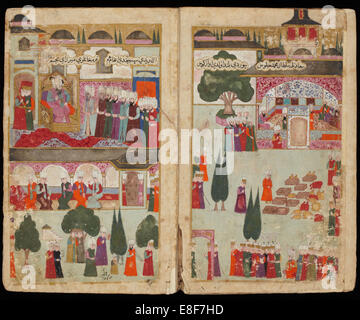 Mehmed III’s Coronation in the Topkapi Palace in 1595 (From Manuscript Mehmed III's Campaign in Hung Artist: Turkish master Stock Photo