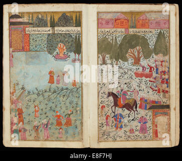 Mehmed III Received in Istanbul (From Manuscript Mehmed III's Campaign in Hungary. Artist: Turkish master Stock Photo