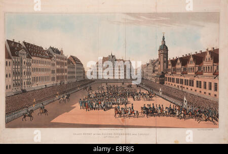 The Entry of the Allied Sovereigns into Leipzig on 19 October 1813. Artist: Anonymous, 19th century Stock Photo