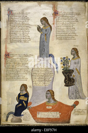 Four Muses (From Regia Carmina by Convenevole da Prato). Artist: Pacino di Buonaguida (active 1302-1343) Stock Photo