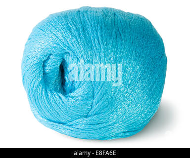 Blue knitting yarn clew isolated on white background Stock Photo