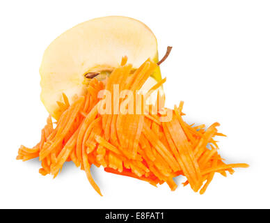 Half An Apple With Grated Carrot Isolated On White Background Stock Photo