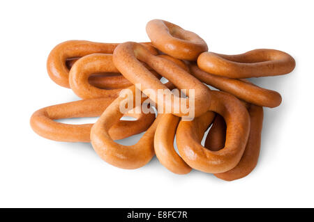 Tasty Oval Bagels Isolated On White Background Stock Photo