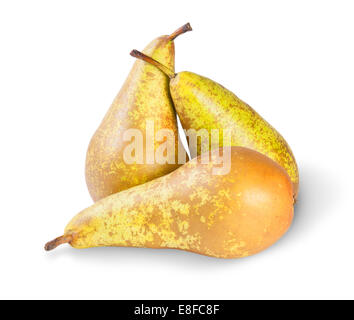 Three Ripe Pears Isolated On White Background Stock Photo