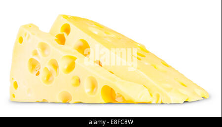 Two Pieces Of Cheese Isolated On White Background Stock Photo