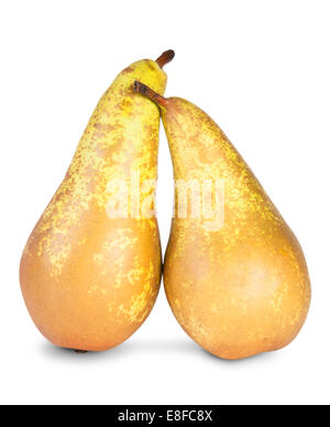 Two Ripe Pears Isolated On White Background Stock Photo