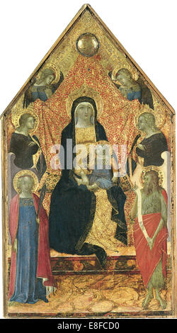 The Virgin and Child enthroned between four Angels and Saints. Artist: Bulgarini, Bartolomeo (ca. 1300/10-1378) Stock Photo