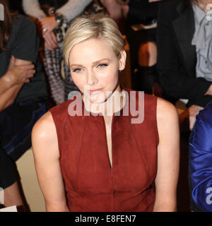 Charlene, Princess of Monaco, attends the presentation of Akris spring/summer 2013 collection during the Paris pret-a-porter fashion week in Paris, France, 30 September 2012. The pret-a-porter fashion shows run until 3 October 2012. Photo: Hendrik Ballhausen Stock Photo