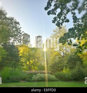 Skyscrapers and Central Park, Manhattan, New York, United States Stock Photo