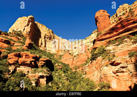 USA, Arizona, Yavapai County,  Fay Canyon, Cliffs and sandstone rocks near Sedona Stock Photo