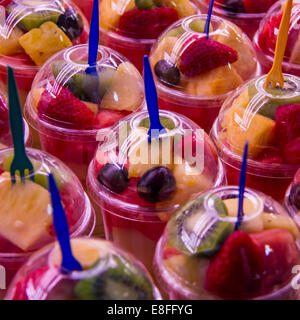 Close up of fresh fruit cups