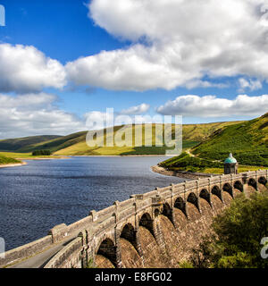 Aqueduct and reservoir, Elan valley, Powys, Wales, UK Stock Photo