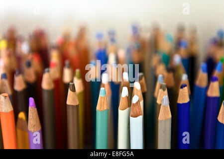 USA, Washington DC, Rows of colored pencils Stock Photo