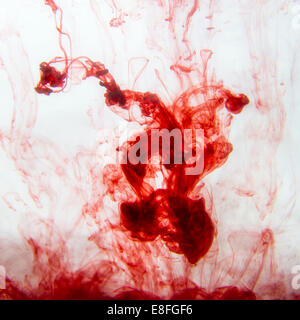 Red ink dissolving in water Stock Photo
